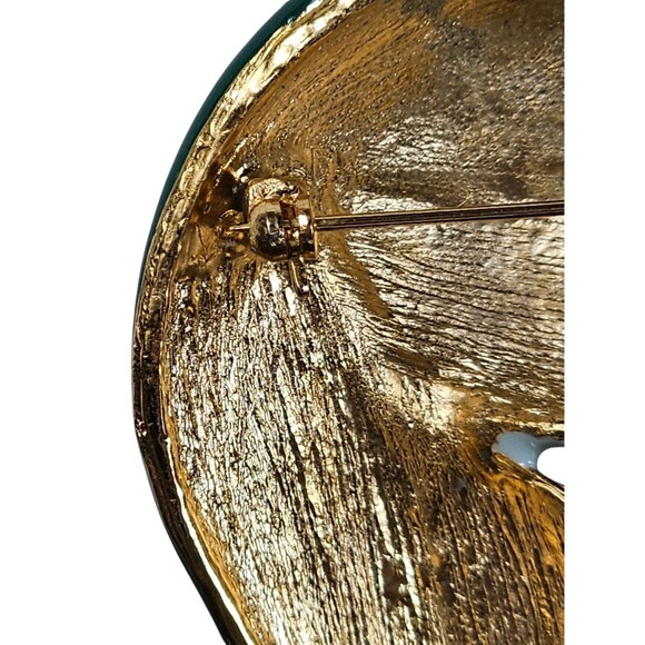 Vintage Multi Color Enamel Parrot Bird Brooch Pin Gold Trim Retro Bulky - Picture 5 of 9